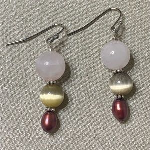 Beautiful Glass and Freshwater Pearl Earrings